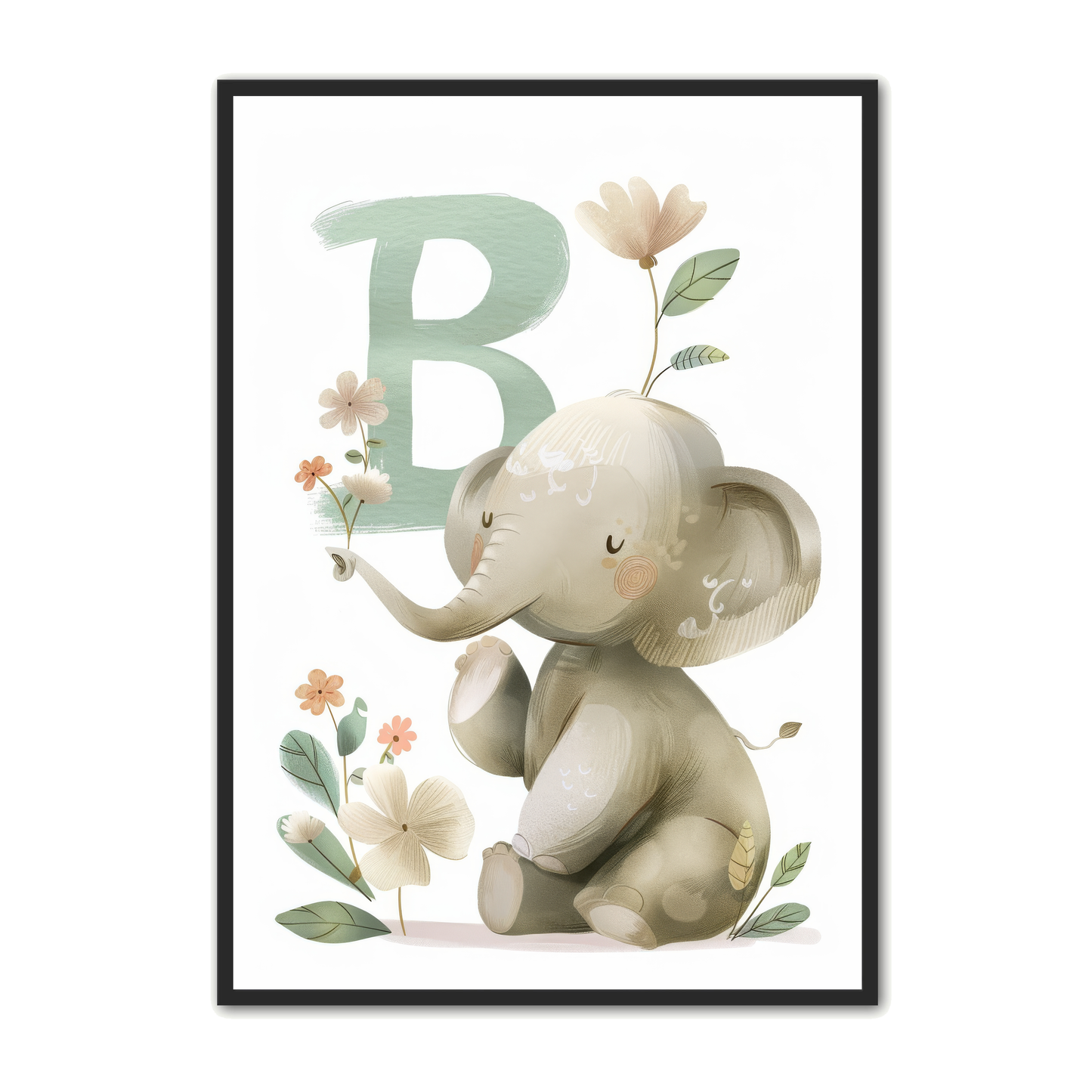 B Bogstav Plakat 10 - Elefant