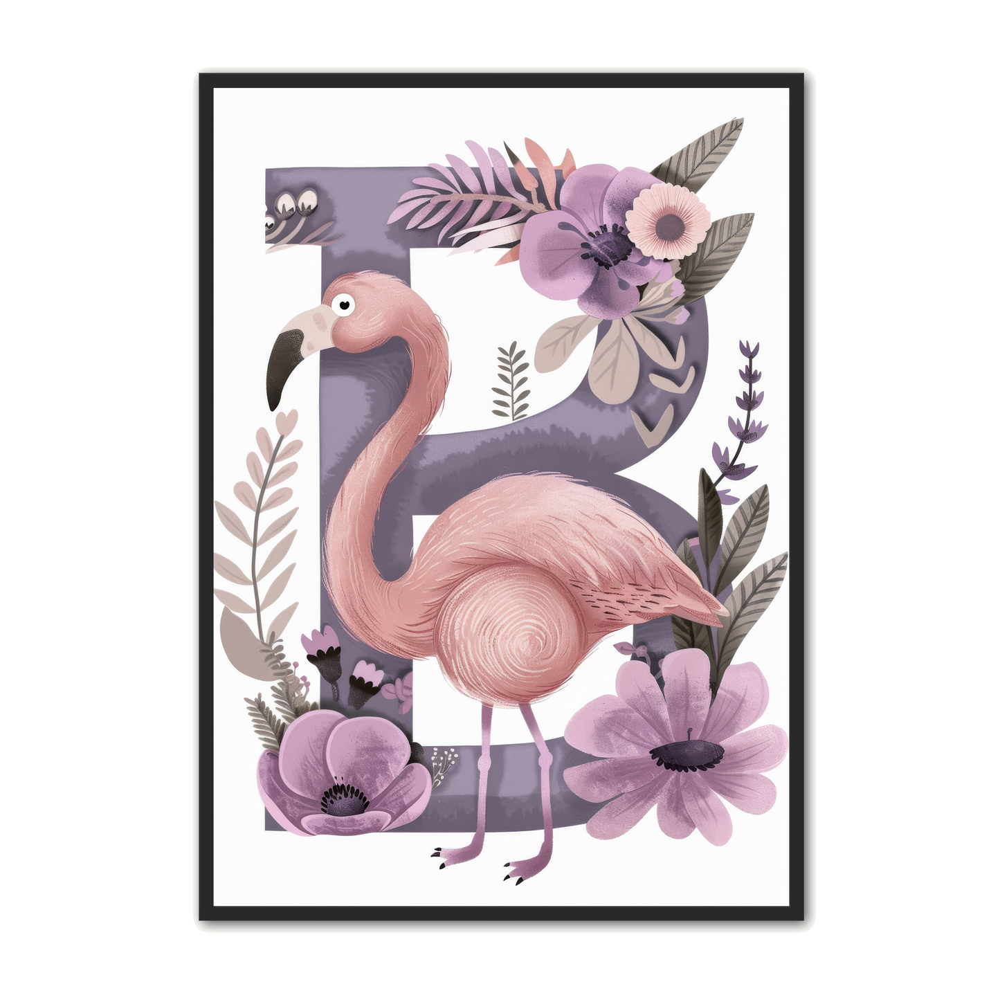 B Bogstav Plakat 25 - Flamingo
