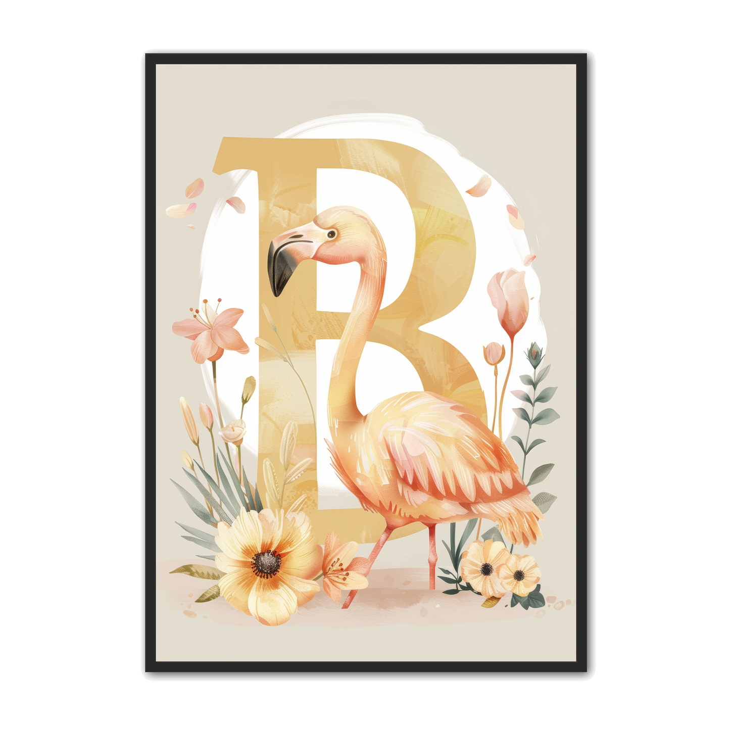 B Bogstav Plakat 31 - Flamingo