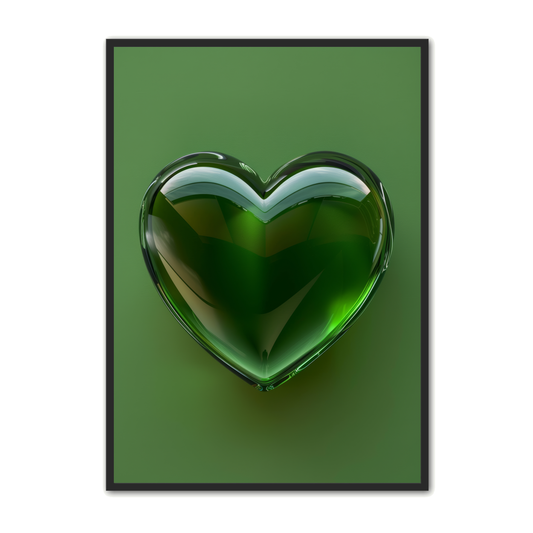 Green Crystal Heart Plakat - Rodekassen